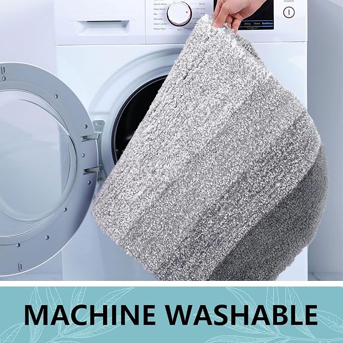 Arotive Microfiber Bathroom Rugs, Shaggy Soft and Absorbent Bath Rug, Non-Slip, Thick Plush Machine Washable Dry Bath Mats for Bathroom, Tub and Shower, 34x21, Grey, Rectangular