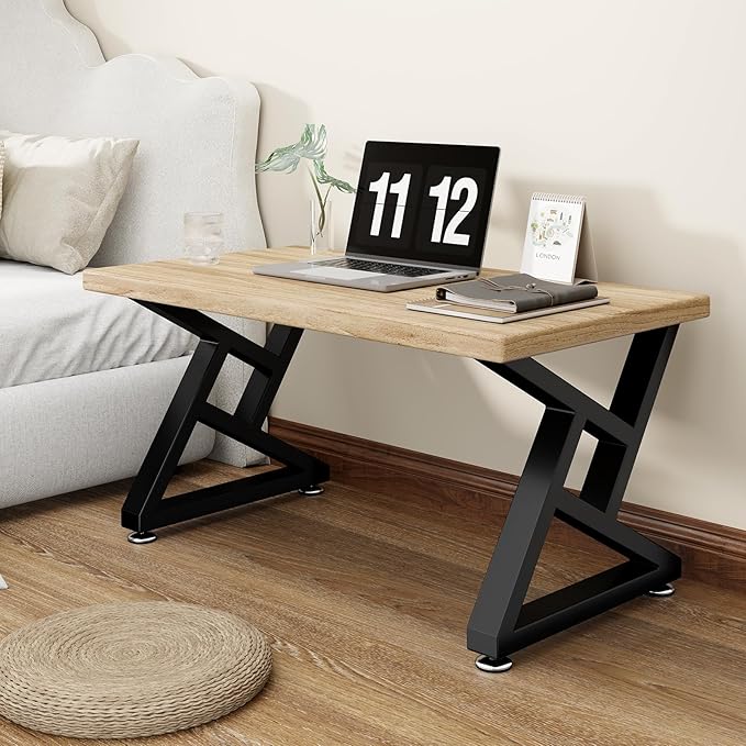 Metal Coffee Table Legs 16" H x 18" W Furniture Desk Bench Dining Table Legs with Adjustable Feet Gourd Shape Set of 2 Black