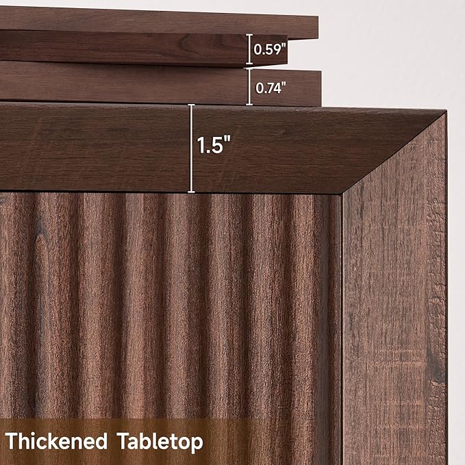 ONBRILL Fluted Sideboard Buffet Cabinet with Storage, Wooden Modern Fluted Sideboard with 4 Doors and 5 Adjustable Shelves, Coffee Bar Table for Dining Room, Hallway, Kitchen (Dark Walnut)
