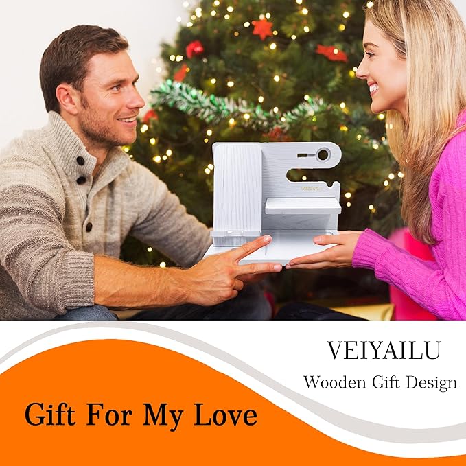 VEIYAILU Gifts for Women Girlfriend Men Him Husband Boyfriend Son Boss Wood Phone Docking Station Nightstand Organizer Anniversary Birthday Gifts (White)