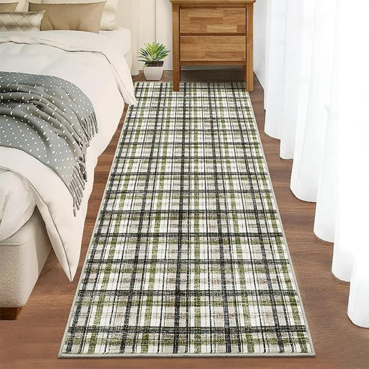 Modern Runner Rug 2x6 Non-Slip Washable Kitchen Runners, Low Pile Non-Shedding Floor Carpet, Stain Resistant Long Accent Rug for Kids Room, Bedroom Laundry Bathroom Foyer