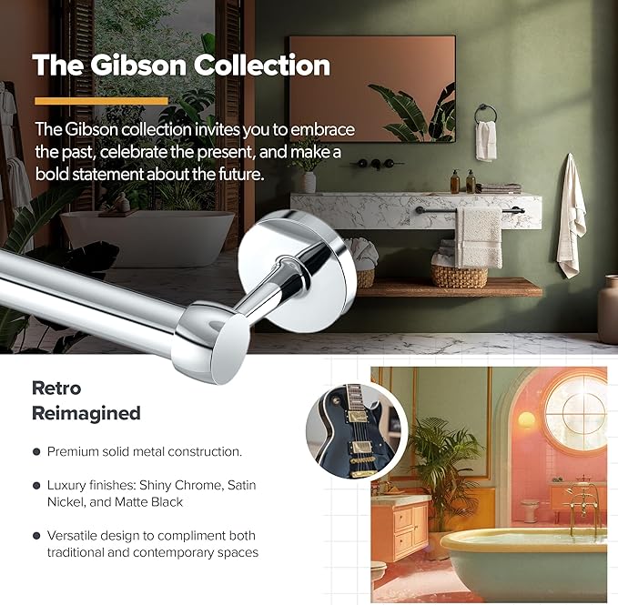 Gatco Bath Towel Hook | Retro–Modern Wall Hook for Robes, Towels, and Clothes | Gibson 5215SN, Satin Nickel