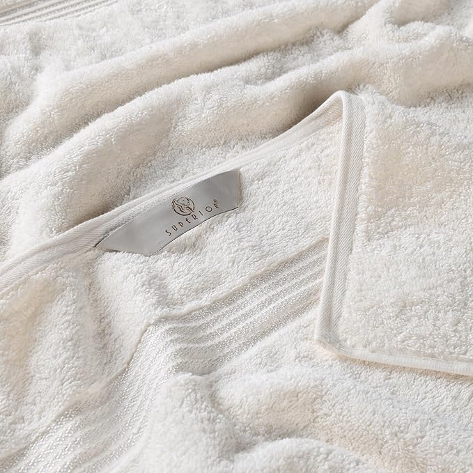 Superior Heritage Egyptian Cotton 3 Piece Towel Set, Assorted Absorbent Towels for Bathroom, Guest Bath, Luxury Home Decor Essentials, Includes 1 Bath, 1 Hand, 1 Face Towel/Washcloth, Ivory