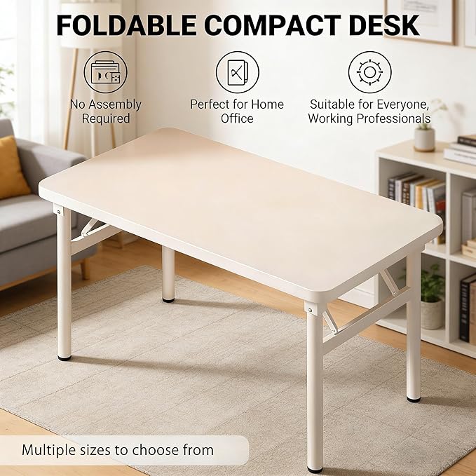 31.5 Inch Foldable Desks for Small Spaces, No Assembly Required Computer Desk Space-Saving Folding Study Table for Home Office