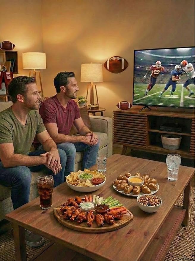 Football Shaped Cutting Board – 16X9.5 INCH – Acacia Wood Charcuterie Tray – Wooden Football Serving Platter for Super Bowl Parties, Tailgate Hosting & Gifts