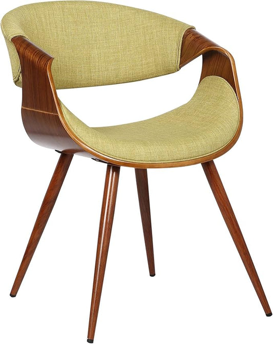 Armen Living Butterfly Mid-Century Dining Chair in Walnut Finish and Green Fabric