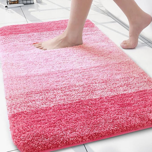Arotive Microfiber Bathroom Rugs, Shaggy Soft and Absorbent Bath Rug, Non-Slip, Thick Plush Machine Washable Dry Bath Mats for Bathroom, Tub and Shower, 30x20, Pink, Rectangular