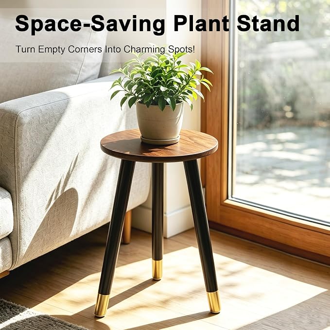 2-Pack Mid Century Plant Stand for Indoor Plants, Modern Metal Flower Pot Holder Stand for Living Room, Decorative Small Round Side Table for Balcony, Patio, Office, 16.5” High, White