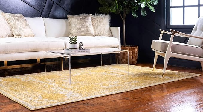 Unique Loom Bromley Collection Area Rug - Wells (2' x 3' 1" Rectangle, Yellow/ Ivory)