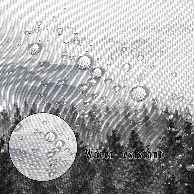 Baocicco Grey Forest Mountain Shower Curtain Watercolor Misty Forest Nature Tree Mountain Landscape Shower Curtains for Bathroom Waterproof Fabric Shower Curtain with Hooks 72x72 Inches