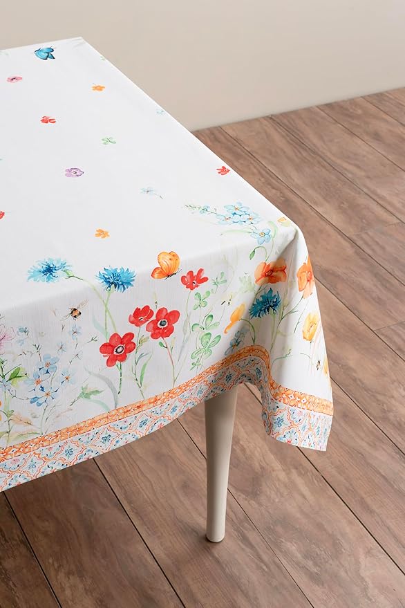 Maison d' Hermine Table Cloth Rectangle Table 100% Cotton 60 x 90 Inches Tablecloth Reusable Decorative for Dining Room Farmhouse Home Valentines Day Decorations Spring Summer - Summer Whisper