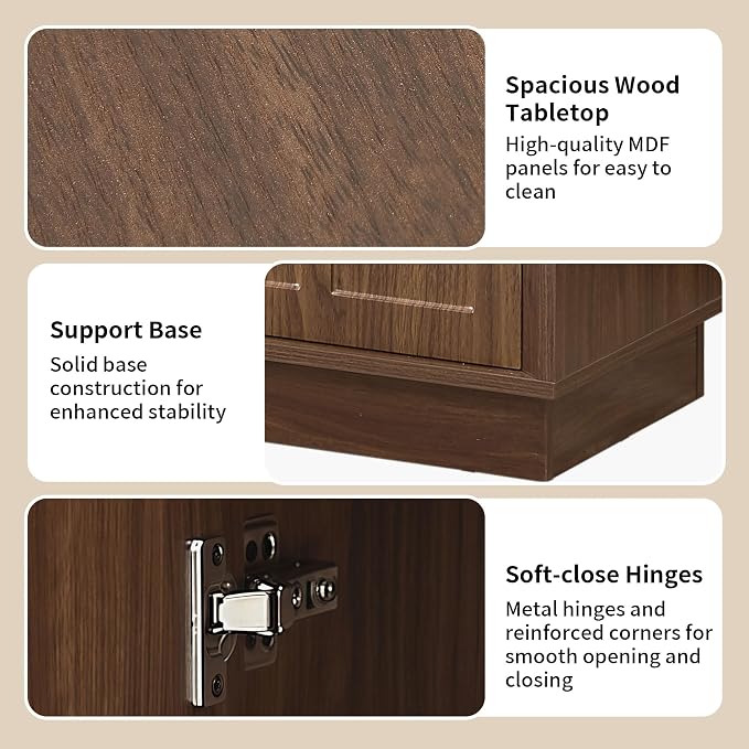 66.5" Sideboard Buffet Cabinet with Storage, Modern Credenza with Arched Doors, Large Wood Accent Cabinet for Living Room Entryway (Walnut)