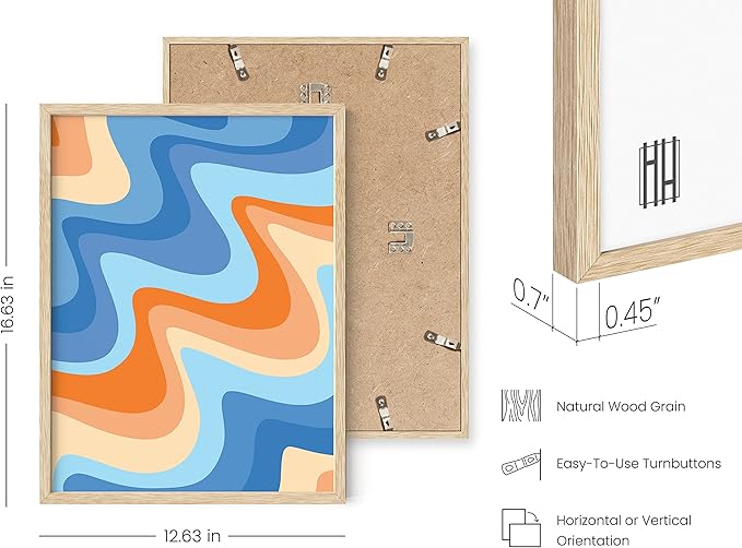 HAUS AND HUES Beach Picture Wall Art - Abstract Ocean Print, Colorful Coastal Poster, Tropical Decor (Beige Frame, 12x16)