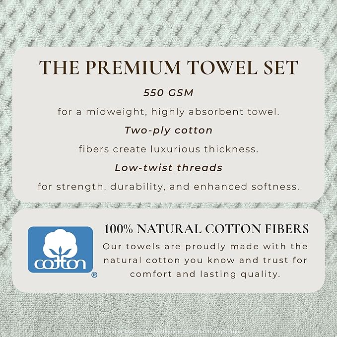 Great Bay Home Bath Towels - 100% Cotton 4 Pack 54x27 Bath Towel Set - Absorbent, Durable, Quick-Dry Towels for Bathroom (Pastel Blue)