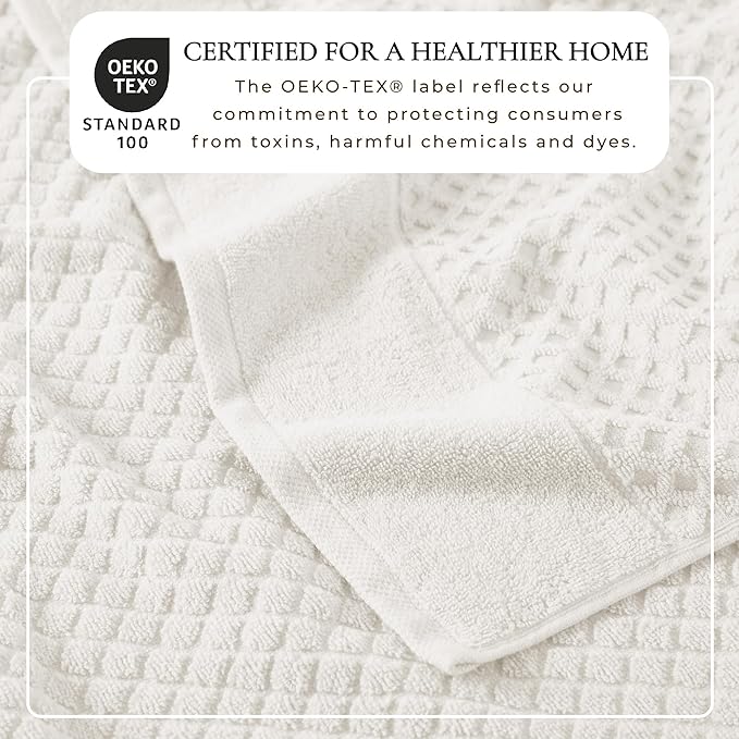 Great Bay Home Hand Towels - 100% Cotton 6 Pack 26x16 Hand Towel Set - Absorbent, Durable, Quick-Dry Towels for Bathroom (Ivory)