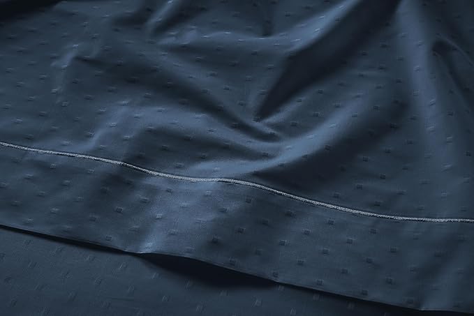 LANE LINEN 100% Egyptian Cotton Bed Sheets - 4PC Calking Sheets Set, Long Staple Cotton Bedding Sheets, Luxury Hotel Sheets, Fits Upto 16" Mattress, Swiss Dot - Estate Blue