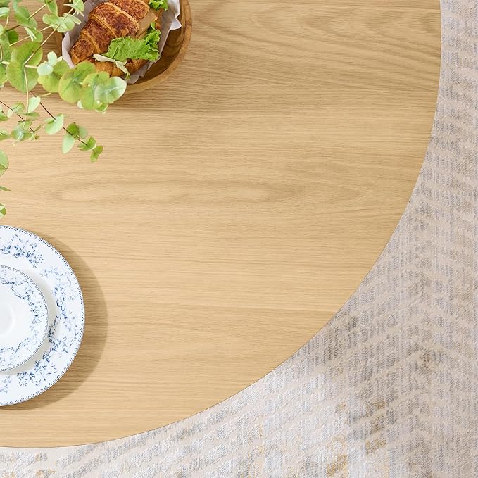 CHITA 47-inch Round Dining Table for 4, Modern Kitchen Table with Solid Rubberwood Legs, Easy Assembly Circle Table for Kitchen, Dining Room, Farmhouse(Oak)