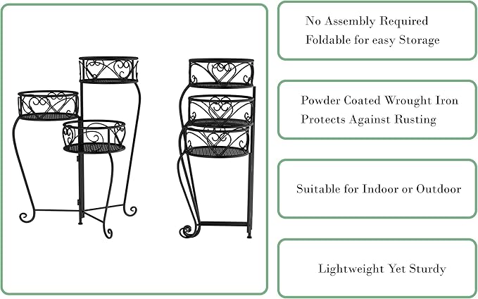 Pure Garden Tricycle Plant Stand 2-Tiered Indoor or Outdoor Decorative Vintage-Look Metal Display for Patio, Deck, Home or Lawn (Black)