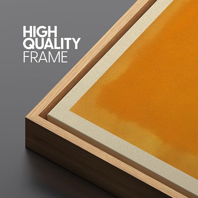 SIGNLEADER Framed Canvas Print Wall Art Bright Orange Yellow Geometric Color Blocks Abstract Shapes Illustration Modern Art Decorative Nordic Zen for Living Room, Bedroom, Office - 24"x36" Natural