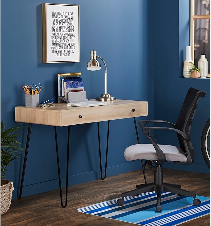 Realspace® Callay 42" W Writing Desk, Blonde Oak/Black