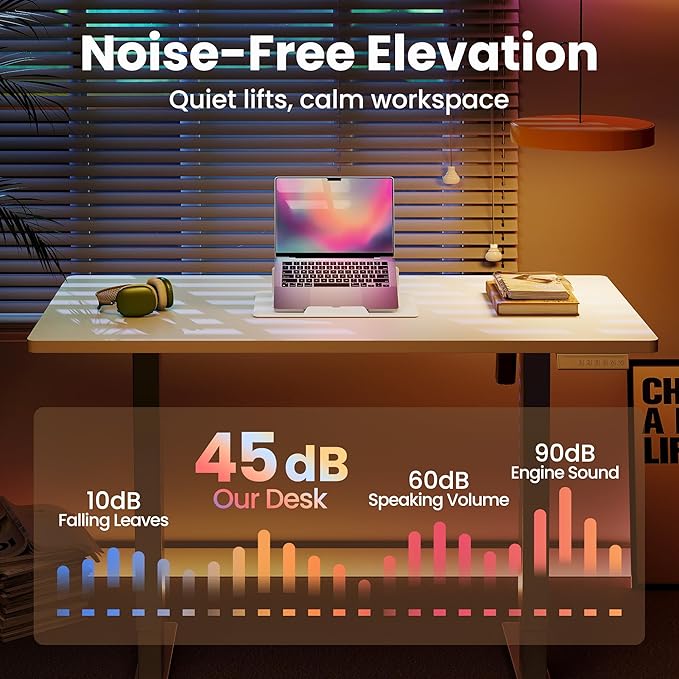 HUANUO Electric Standing Desk,40" x 24" Height Adjustable Desk, 4 Memory Height Settings, Sit to Stand Up Desk for Home Office, with Headphone Hook, Cable Manager, White