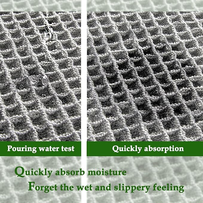 ZALL Grey Waffle Bath Mat,Super Absorbent Non Slip Bathroom Rug,Gray 18x30inch,Machine Washable Ultra Soft Floor Mats
