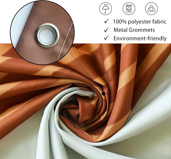 Mid Century Modern Shower Curtain, Boho Brown Abstract Arch Geometric Machine Washable Waterproof Stall for Bathroom Bathtub with Hooks 60Wx72H
