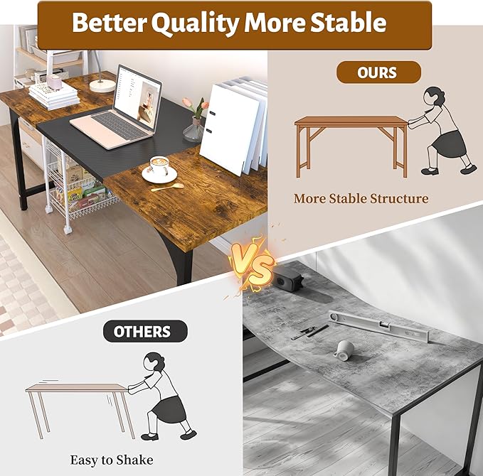AZN 47 X 24 inch Computer Desk w/Deeper & Thicker Desktop, Office Desk w/Sturdy Metal Frame, Modern Simple Desk w/Large Legroom, Study Gaming Writing Work Desk for Home Office, Bedroom