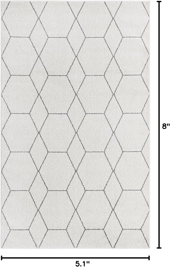 Unique Loom Trellis Frieze Collection Area Rug - Geometric (5' 1" x 8', Ivory/ Gray)