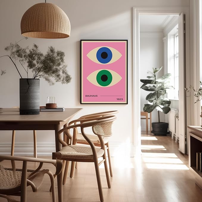 Poster Master Bauhaus Poster - Eyes Print - Abstract Circles ART - Graphic Design ART - Geometric Style - Chic Boho - Mid Century Modern - Living Room or Bedroom Decor - 24x32 UNFRAMED Wall Decor