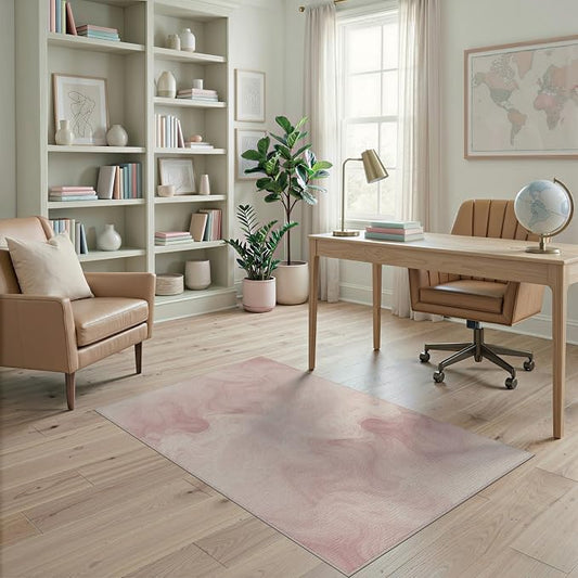 4'x6' Washable Modern Swirl Accent Rug, Cream Non-Shedding Small Carpet Pet Friendly & Kids Safe Play Mat for Playroom, Bedroom, Reading Nook | Ref:2208260