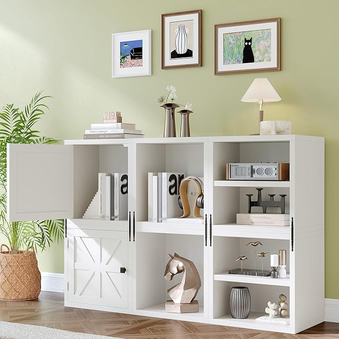 Homkdom 2 Cube Storage Organizer with 2 Removable Open Shelves, DIY Bookcase with Anti-Tip Design, Stackable Cube Shelf for Bedroom, Office, Dorm, White