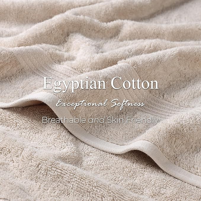 Superior Egyptian Cotton 6-Piece Towel Set, Assorted Towels for Home Bathroom, Master, Guest Bath, Decor Essentials, Includes 2 Bath, 2 Hand, 2 Face Towels/Washcloths, Quick Dry, Absorbent, Stone