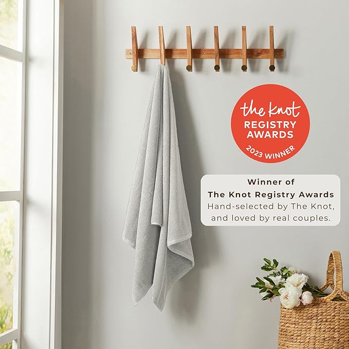Great Bay Home 100% Cotton 6 Pack 26x16 Hand Towel Set - Absorbent, Quick-Drying, Durable Towels for Bathroom Decor - Low-Twist, Two-Ply Fibers (Light Grey)