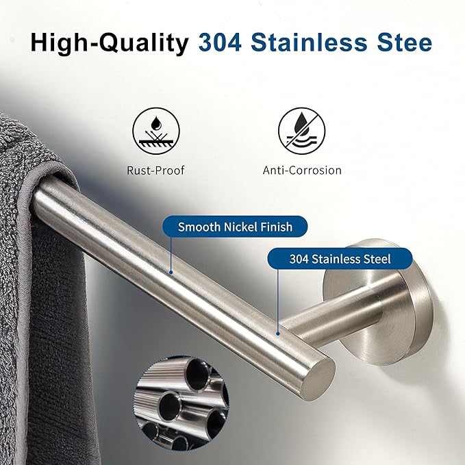 Brushed Nickel Towel Bar, 30 Inch Towel Racks for Bathroom Wall Mounted, Thicken SUS304 Stainless Steel Heavy Duty Hand Towel Holder Organizer, Bathroom Accessories, Total Length 32.5 Inch