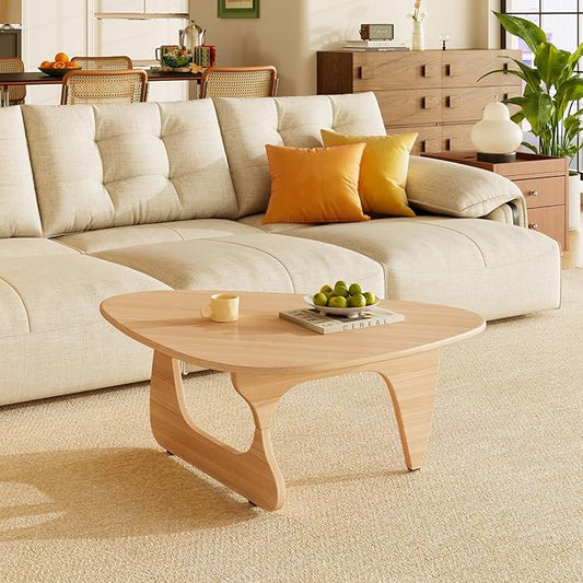 Coffee Tables Wood Small Farmhouse Coffee Table Mid-Century Modern Wood Center Table for Living Room, Original, 35 Inch