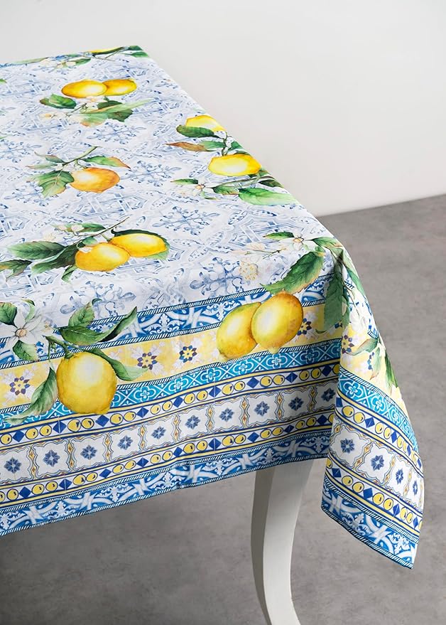 Maison d' Hermine Table Cloth Rectangle Table 100% Cotton 60 x 108 Inches Tablecloth Reusable Decorative for Dining Room Farmhouse Home Valentines Day Decorations Spring Summer - Citrus