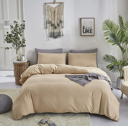 Pureant Beige Comforter Set Twin Solid Champagne Bedding Comforter Sets Light Brown Twin Comforter for Women Men Khaki Comforter Plain Taupe Twin Size Comforter Sets Soft Breanthable Tan Sand Color