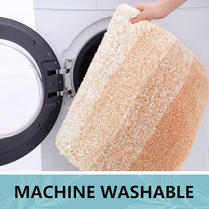 Arotive Microfiber Bathroom Rugs, Shaggy Soft and Absorbent Bath Rug, Non-Slip, Thick Plush Machine Washable Dry Bath Mats for Bathroom, Tub and Shower, 47x24, Peach, Rectangular