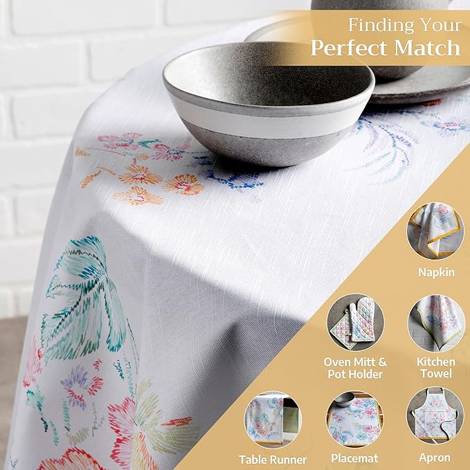 Maison d' Hermine Table Cloth Round Table 100% Cotton 69 Round Inches Tablecloth Reusable Decorative for Dining Room Farmhouse Home Valentines Day Decorations Spring Summer - Paradise Island