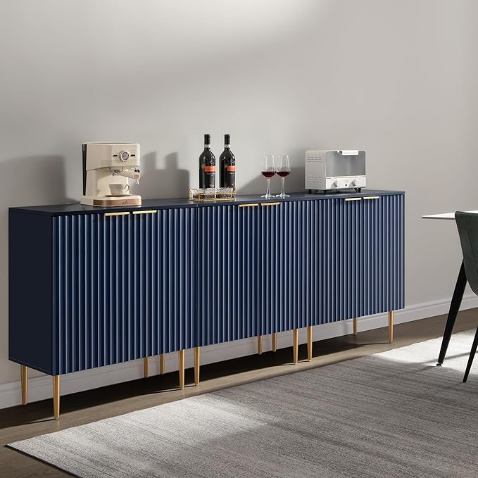 SICOTAS Sideboard Buffet Storage Cabinet - Modern Credenza Buffet Table Accent Cabinet with Doors Adjustable Shelves, Console Coffee Bar for Kitchen Entryway Living Room, Navy Blue