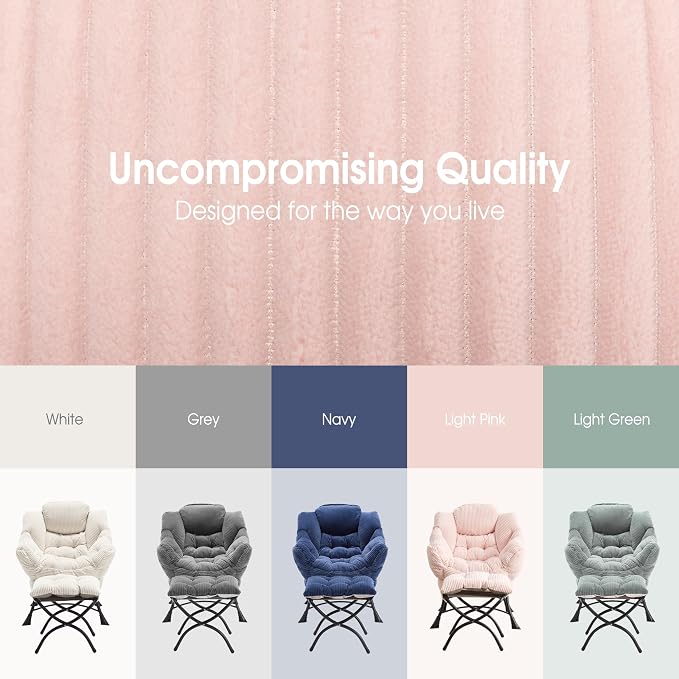 Lazy Chair with Ottoman, Comfy Lounge Chair for Reading, Relaxing, and Napping, Perfect for Living Room, Bedroom, or Office, Pink
