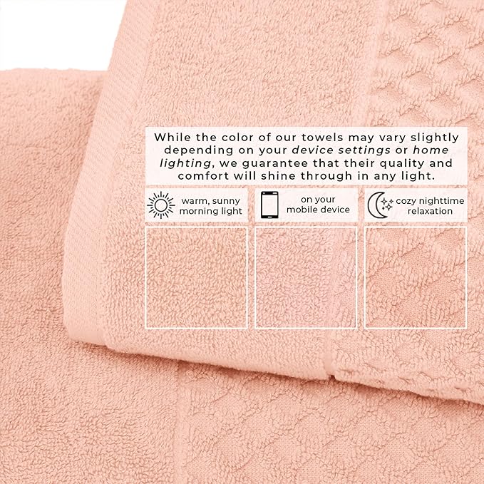 Great Bay Home Hand Towels - 100% Cotton 6 Pack 26x16 Hand Towel Set - Absorbent, Durable, Quick-Dry Towels for Bathroom (Pink)