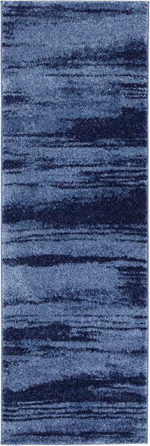 SAFAVIEH Retro Collection Runner Rug - 2'3" x 17', Light Blue & Blue, Modern Abstract Design, Non-Shedding & Easy Care, Ideal for High Traffic Areas in Living Room, Bedroom (RET2693-6065)