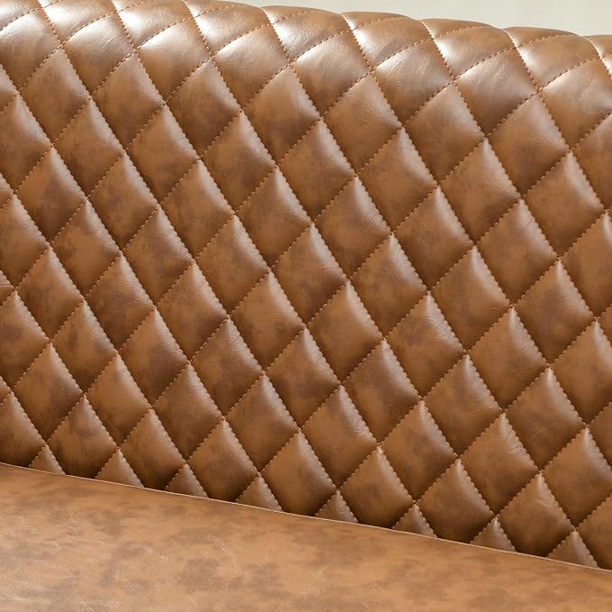 KINWELL 50" Faux Leather Loveseat Sofa with 2 Swivel Barrel Chairs, Coffee | couch chair set