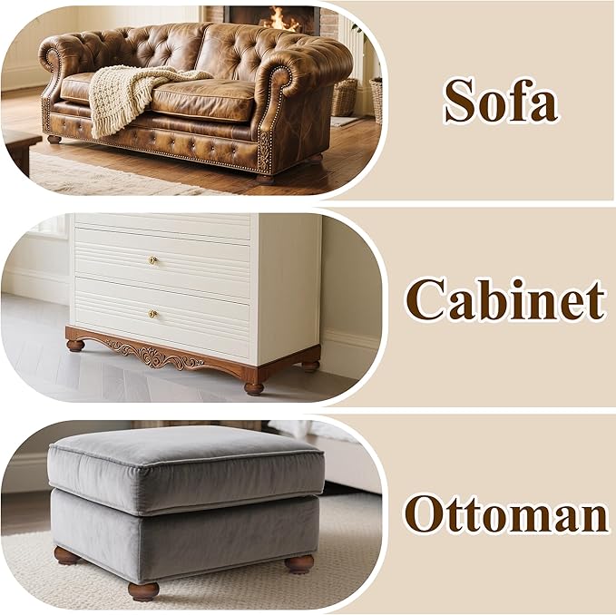 Furniture Legs, Wood Sofa Legs, Turned Couch Legs, MCM Round Furniture Feet for Dresser, Sideboard, Recliner, Coffee Table (Dark Brown, 2 inch)
