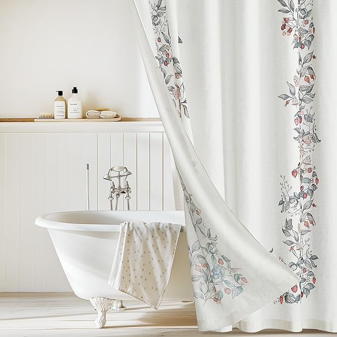 KGORGE Extra Long Shower Curtain 84 inch for Bathroom, Lightweight Rustic Landscape Privacy Shower Curtain, Berry Heist for Bathtubs Spa Dorm, W 72 x L 84 inches, 1 Panel