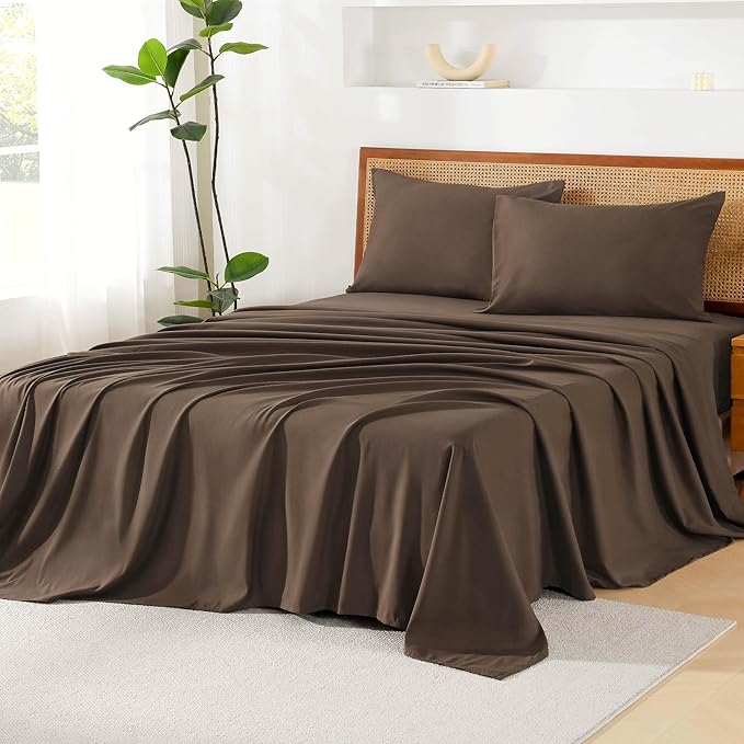 Litanika Super King Size Comforter Set with Sheets Brown - 7 Pieces Bed in a Bag Oversized King Boho Tufted Complete Bedding Sets with Comforter, Sheets, Pillowcases & Shams
