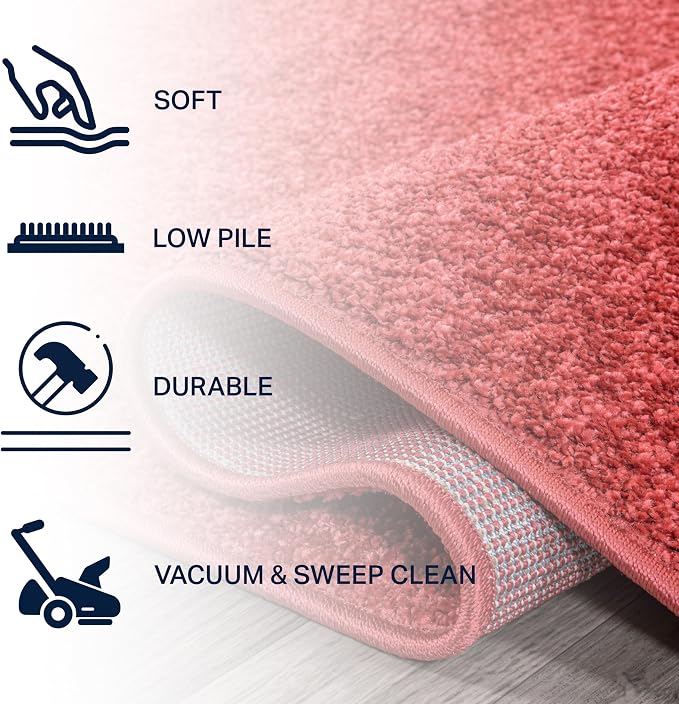 JONATHAN Y Haze Solid Low-Pile Red 9x9 Square Indoor Area Rug, Coastal,Bohemian,Minimalist,Classic, Easy-Cleaning for Living Room,Bedroom,Kitchen,Pet Friendly,Non-Shedding (SEU100E-9SQ)