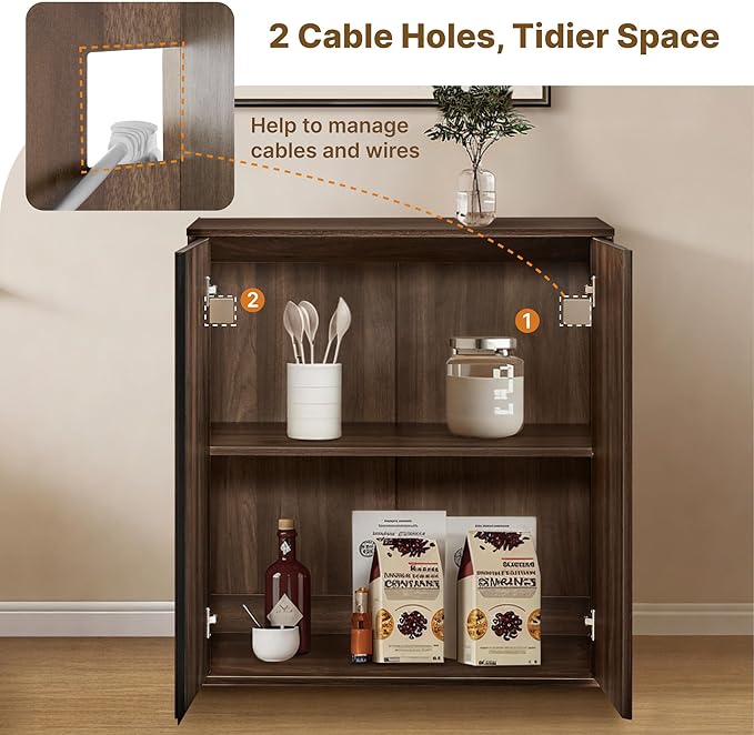 63" Sideboard Buffet Cabinet with Storage Modular Accent Display Kitchen Storage Cabinet Wood Coffee Bar Console for Living Room, Hallway, Kitchen, Dining Room,Walnut